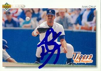 88766 Ivan Cruz Autographed Baseball Card Detroit Tigers 1992 Upper Deck Rookie No. 241