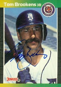 88768 Tom Brookens Autographed Baseball Card Detroit Tigers 1989 Donruss No. 508
