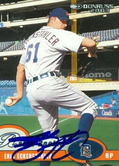 88775 Eric Eckenstahler Autographed Baseball Card Detroit Tigers 2003 Donruss Rookie No. 34