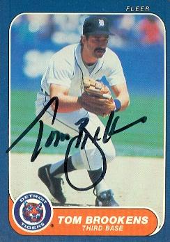 88777 Tom Brookens Autographed Baseball Card Detroit Tigers 1986 Fleer No. 223