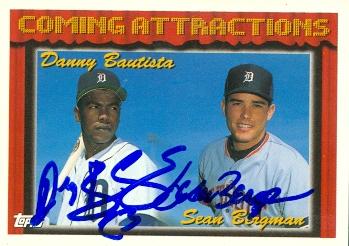 88805 Danny Bautista and Sean Bergman Autographed Baseball Card Detroit Tigers 1994 Topps Coming Attractions No. 768