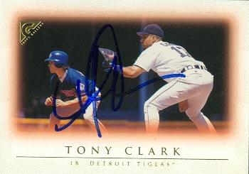 88806 Tony Clark Autographed Baseball Card Detroit Tigers 1999 Topps Gallery No. 21