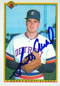 88811 Scott Aldred Autographed Baseball Card Detroit Tigers 1990 Bowman Rookie No. 344