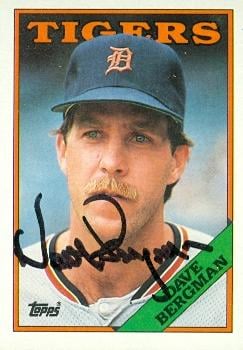 88813 Dave Bergman Autographed Baseball Card Detroit Tigers 1988 Topps No. 289