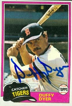 88822 Duffy Dyer Autographed Baseball Card Detroit Tigers 1981 Topps No. 196