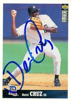88847 Deivi Cruz Autographed Baseball Card Detroit Tigers 1997 Upper Deck Rookie No. 338
