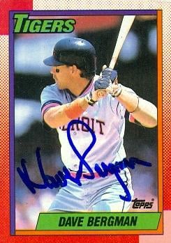 88849 Dave Bergman Autographed Baseball Card Detroit Tigers 1990 Topps No. 77
