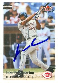 88855 Juan Encarnacion Autographed Baseball Card Detroit Tigers 2002 Fleer Triple Crown No. 168