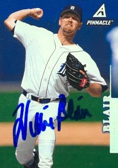 88859 Willie Blair Autographed Baseball Card Detroit Tigers 1997 Pinnacle No. 133