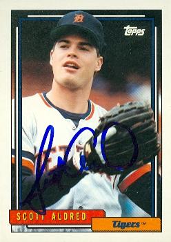 88867 Scott Aldred Autographed Baseball Card Detroit Tigers 1992 Topps No. 198