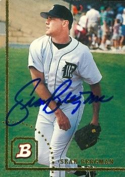 88870 Sean Bergman Autographed Baseball Card Detroit Tigers 1994 Bowman No. 41