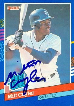 88879 Milt Cuyler Autographed Baseball Card Detroit Tigers 1991 Donruss Rated Rookie No. 40