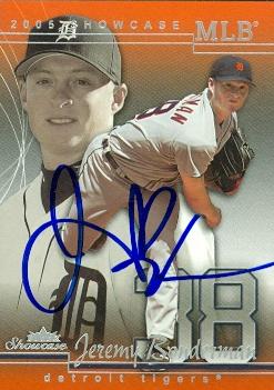 88881 Jeremy Bonderman Autographed Baseball Card Detroit Tigers 2005 Fleer Showcase No. 68