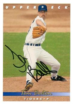 88884 Tom Bolton Autographed Baseball Card Detroit Tigers 1993 Upper Deck No. 633