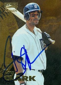 88886 Tony Clark Autographed Baseball Card Detroit Tigers 1996 Pinnacle Zenith Rookie No. 106