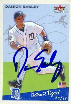 88893 Damion Easley Autographed Baseball Card Detroit Tigers 2002 Fleer Tradition No. 365