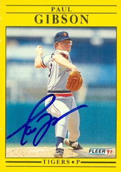 88894 Paul Gibson Autographed Baseball Card Detroit Tigers 1991 Fleer No. 337