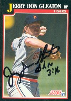 88897 Jerry Don Gleaton Autographed Baseball Card Detroit Tigers 1991 Score No. 316
