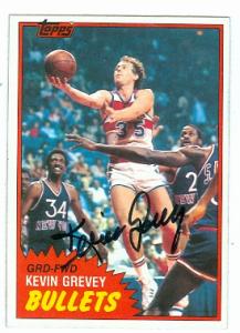 97116 Kevin Grevey Autographed Basketball Card Washington Bullets 1981 Topps No. 86
