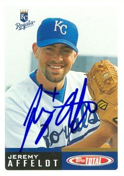 97516 Jeremy Affeldt Autographed Baseball Card Kansas City Royals 2002 Topps Total No. 584