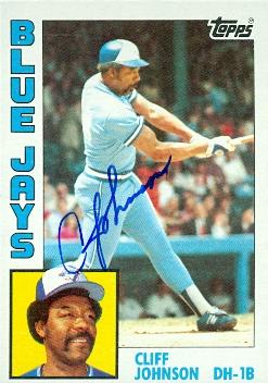 103281 Cliff Johnson Autographed Baseball Card Toronto Blue Jays 1984 Topps No. 221