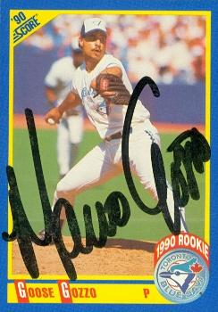 103286 Goose Gozzo Autographed Baseball Card Toronto Blue Jays 1990 Score No. 610 Rookie