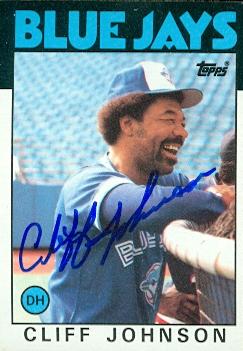 103287 Cliff Johnson Autographed Baseball Card Toronto Blue Jays 1986 Topps No. 348