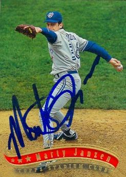 103299 Marty Janzen Autographed Baseball Card Toronto Blue Jays 1997 Topps Stadium Club No. 356 Rookie