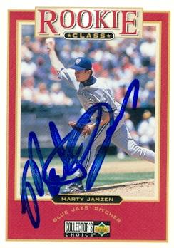 103302 Marty Janzen Autographed Baseball Card Toronto Blue Jays 1997 Upper Deck Rookie Class No. 11