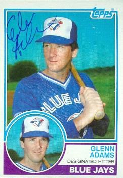 103308 Glenn Adams Autographed Baseball Card Toronto Blue Jays 1983 Topps No. 574