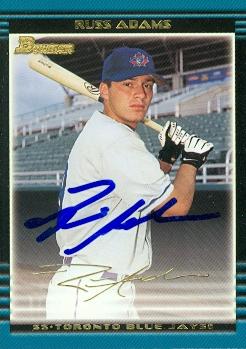 103328 Russ Adams Autographed Baseball Card Toronto Blue Jays 2003 Bowman No. Bdp14 Rookie