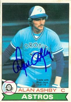 103336 Alan Ashby Autographed Baseball Card Toronto Blue Jays 1979 O-Pee-Chee No. 14
