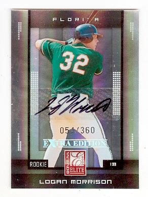 103363 Logan Morrison Autographed Baseball Card Miami Marlins Z67 2008 Donruss Playoffs No. 142