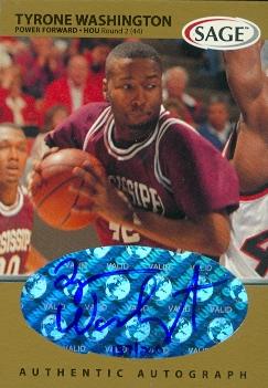 103383 Tyrone Washington Autographed Basketball Card Mississippi State 1999 Sage No. A48 Rookie