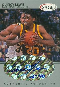 103388 Quincy Lewis Autographed Basketball Card Minnesota 1999 Sage No. A32 Rookie