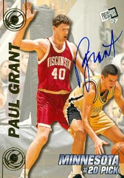 103396 Paul Grant Autographed Basketball Card Wisconsin 1997 Press Pass Rookie