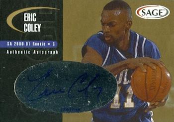 103435 Eric Coley Autographed Basketball Card Tulsa 2000 Sage No. A7 Rookie