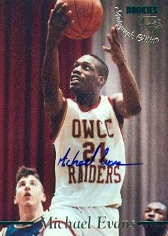 103458 Michael Evans Autographed Basketball Card Owcc Raiders 1995 Classic Rookie