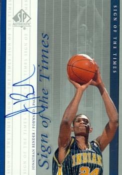 103463 Jonathan Bender Autographed Basketball Card Indiana Pacers 2000 Upper Deck Signs Of The Times No. Jb Rookie