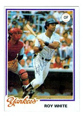 103489 Roy White Autographed Baseball Card New York Yankees 1978 Topps Burger King No. 19 Ball Point Pen 67