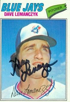 104151 Dave Lemanczyk Autographed Baseball Card Toronto Blue Jays 1977 Topps No. 611 Slightly Creased