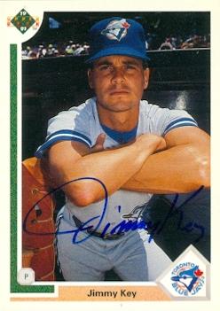 104155 Jimmy Key Autographed Baseball Card Toronto Blue Jays 1991 Upper Deck No. 667