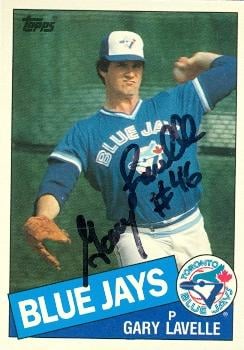 104189 Gary Lavelle Autographed Baseball Card Toronto Blue Jays 1985 Topps Traded No. 72T