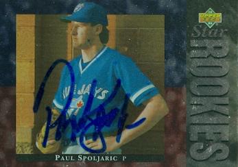 104192 Paul Spoljaric Autographed Baseball Card Toronto Blue Jays 1994 Upper Deck Star Rookies No. 26
