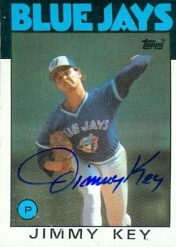 104198 Jimmy Key Autographed Baseball Card Toronto Blue Jays 1986 Topps No. 545