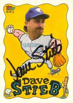 104200 Dave Stieb Autographed Baseball Card Toronto Blue Jays 1992 Topps Kids No. 91
