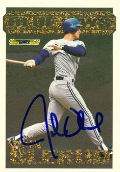 104206 John Olerud Autographed Baseball Card Toronto Blue Jays 1994 Topps Black Gold No. 15