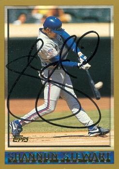 104207 Shannon Stewart Autographed Baseball Card Toronto Blue Jays 1998 Topps No. 447