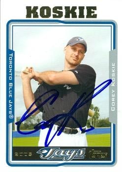 104211 Corey Koskie Autographed Baseball Card Toronto Blue Jays 2005 Topps No. 613