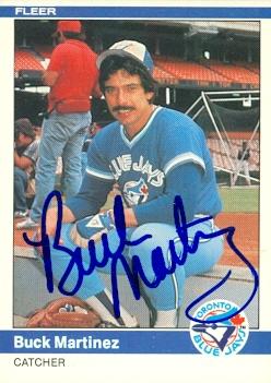 104235 Buck Martinez Autographed Baseball Card Toronto Blue Jays 1984 Fleer No. 161